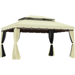 Outsunny 4 x 3m Cream Canopy Pavilion Patio Gazebo Tent with Sides - Size: 270 x 390 x 290cm - Wilko - thumbnail 3