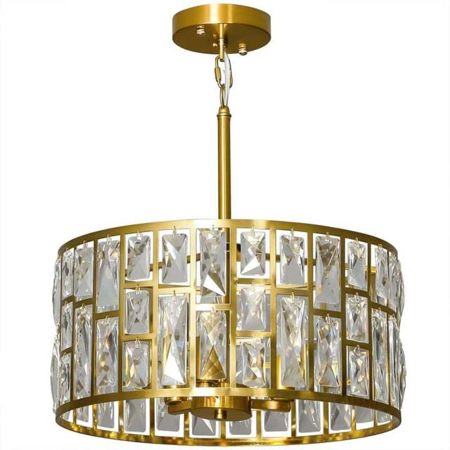 HOMCOM Modern Crystal Chandelier Mount Ceiling Light - Size: 28 x 44 x 44cm - Gold Tone - Wilko - image 1