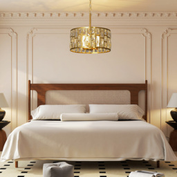 HOMCOM Modern Crystal Chandelier Mount Ceiling Light - Size: 28 x 44 x 44cm - Gold Tone - Wilko - thumbnail 4
