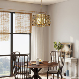 HOMCOM Modern Crystal Chandelier Mount Ceiling Light - Size: 28 x 44 x 44cm - Gold Tone - Wilko - thumbnail 6