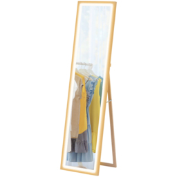 Portland Oak Wood Effect Frame Full Length Mirror with Dimming Lights 160 x 40cm - Brown - Wilko - thumbnail 1