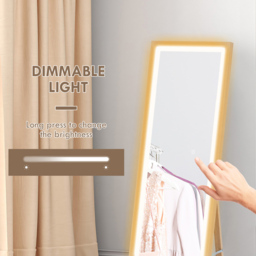 Portland Oak Wood Effect Frame Full Length Mirror with Dimming Lights 160 x 40cm - Brown - Wilko - thumbnail 6