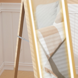 Portland Oak Wood Effect Frame Full Length Mirror with Dimming Lights 160 x 40cm - Brown - Wilko - thumbnail 4