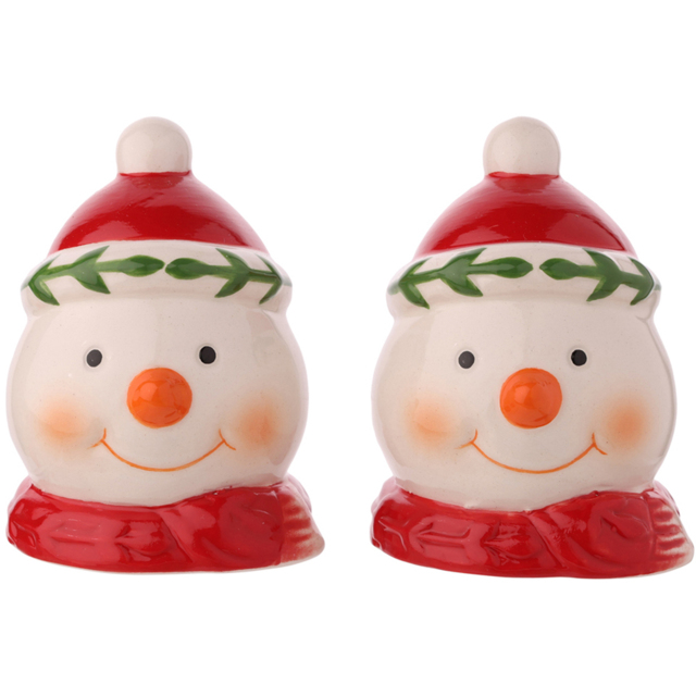 The Seasonal Gift Co. Santa & Friends 2 Piece Snowman Ceramic Salt and Pepper Shakers - Size: 9 x 6.5 x 6.5cm - White - Wilko - image 1