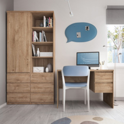 Florence Fribo Single Door Single Drawer Twin Pedestal Desk Oak - Size: 65 x 135 x 74cm - Brown - Wilko - thumbnail 6