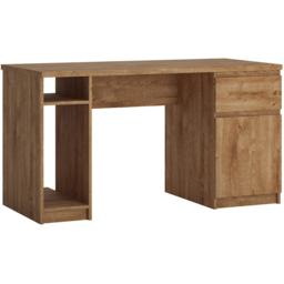 Florence Fribo Single Door Single Drawer Twin Pedestal Desk Oak - Size: 65 x 135 x 74cm - Brown - Wilko - thumbnail 3