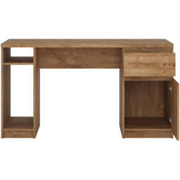 Florence Fribo Single Door Single Drawer Twin Pedestal Desk Oak - Size: 65 x 135 x 74cm - Brown - Wilko - thumbnail 4