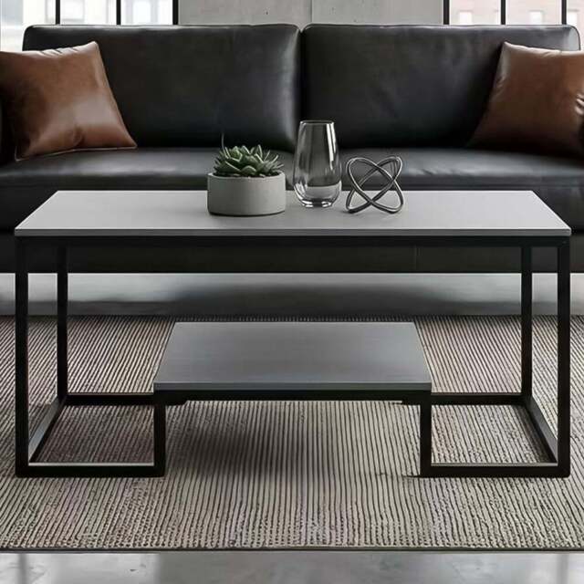 Alivio Single Shelf Grey Modern Industrial Coffee Table - Size: 50 x 48 x 100cm - Wilko - image 1