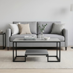 Alivio Single Shelf Grey Modern Industrial Coffee Table - Size: 50 x 48 x 100cm - Wilko - thumbnail 5
