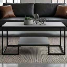Alivio Single Shelf Grey Modern Industrial Coffee Table - Size: 50 x 48 x 100cm - Wilko - thumbnail 1
