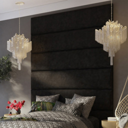 Aspire Furniture Llewelyn-Bowen Luxury Charcoal Kimiyo Linen Wall Mounted Headboard 45cm - Size: Single Pack - Grey - Aspire Beds - Wilko