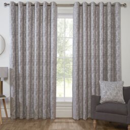 Amara Chenille Eyelet Curtain - Silver/168cm/137cm - Size: W 66 x D 54cm - Divante - Wilko