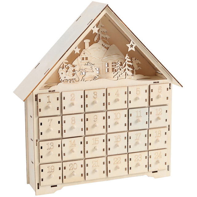 Living and Home Christmas DIY Deer Advent Calendar with Lights - Size: 5 x 30 x 38cm - Brown - Wilko - image 1