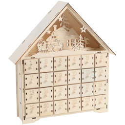Living and Home Christmas DIY Deer Advent Calendar with Lights - Size: 5 x 30 x 38cm - Brown - Wilko