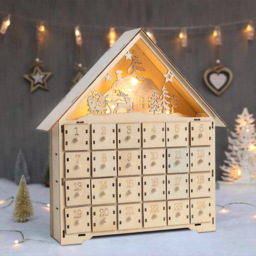 Living and Home Christmas DIY Deer Advent Calendar with Lights - Size: 5 x 30 x 38cm - Brown - Wilko - thumbnail 3