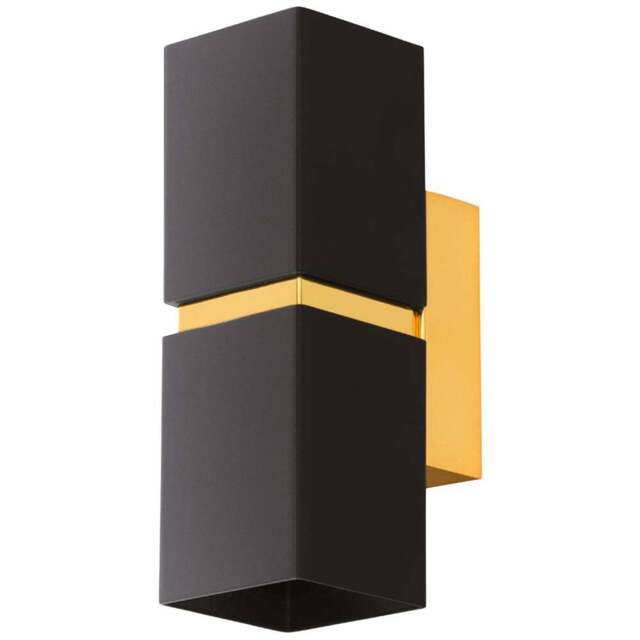 EGLO Passa LED Black and Gold Wall Light - Size: 5.5 x 8.5 x 17.0cm - Wilko