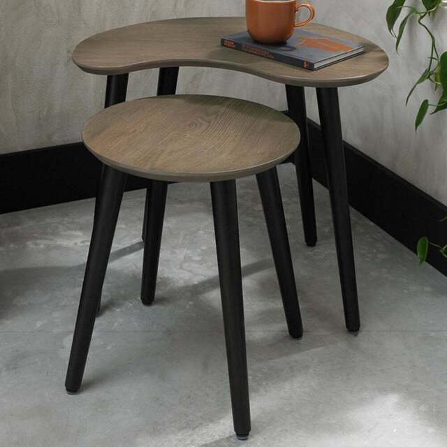 Bentley Designs Vintage Weathered Oak Nesting Tables Set of 2 - Size: 45 x 57 x 40cm - Brown - Wilko - image 1