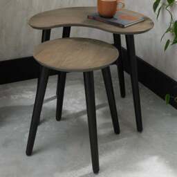 Bentley Designs Vintage Weathered Oak Nesting Tables Set of 2 - Size: 45 x 57 x 40cm - Brown - Wilko