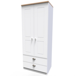 Crowndale Victoria 2 Door 2 Drawer White Ash and Oak Wardrobe - Size: 2 Door, 2 Drawer - Wilko - thumbnail 5