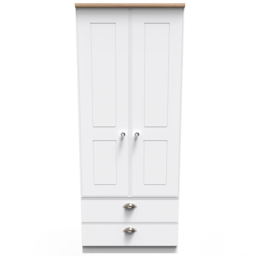Crowndale Victoria 2 Door 2 Drawer White Ash and Oak Wardrobe - Size: 2 Door, 2 Drawer - Wilko - thumbnail 3