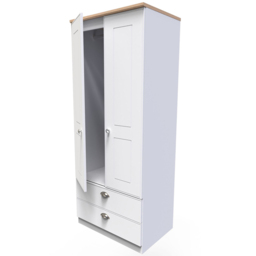 Crowndale Victoria 2 Door 2 Drawer White Ash and Oak Wardrobe - Size: 2 Door, 2 Drawer - Wilko - thumbnail 6