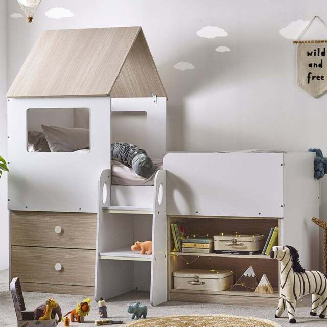 Julian Bowen Orpheus Pale Wood and White Mid Sleeper with Storage - Size: Single - Wilko - image 1