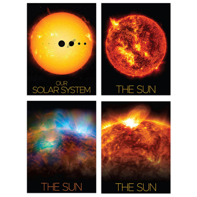 Artery8 Solar System Planets Size Comparison Wall Art Print 30 x 41cm 4 Pack - Size: 40.5 x 30.5 x 0.3cm - Multi - Wilko - image 1