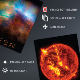 Artery8 Solar System Planets Size Comparison Wall Art Print 30 x 41cm 4 Pack - Size: 40.5 x 30.5 x 0.3cm - Multi - Wilko - thumbnail 5