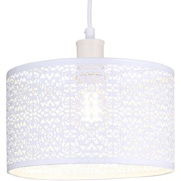 Happy Homewares Moroccan Style Ornate White Gloss Metal Pendant Shade - Size: 15 x 25 x 25cm - Wilko - thumbnail 7