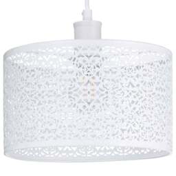 Happy Homewares Moroccan Style Ornate White Gloss Metal Pendant Shade - Size: 15 x 25 x 25cm - Wilko