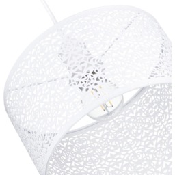 Happy Homewares Moroccan Style Ornate White Gloss Metal Pendant Shade - Size: 15 x 25 x 25cm - Wilko - thumbnail 5
