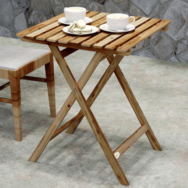 Outsunny Natural Wood Foldable Garden Coffee Table - Size: 73 x 62 x 60cm - Natural wood finish - Wilko - image 1