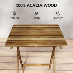 Outsunny Natural Wood Foldable Garden Coffee Table - Size: 73 x 62 x 60cm - Natural wood finish - Wilko - thumbnail 5