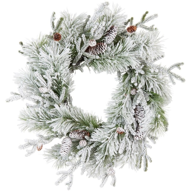 Frosted Pinecone Wreath - Green - Wilko - image 1