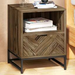 HOMCOM Single Drawer Single Shelf Brown Bedside Table - Wilko