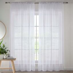 Tyrone Textiles Crystal White Plain Sheer Voile Panel Curtain 140 x 183cm - Size: 183 x 140 x 1cm - Wilko