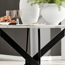 Furniturebox Arona Cesano Marble 6 Seater Round Dining Set White and Green - Grey - Wilko - thumbnail 7