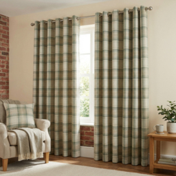 Divante Hatfield Green Check Blackout Curtains 229cm - Size: W 228 x D 228cm - Wilko - thumbnail 5