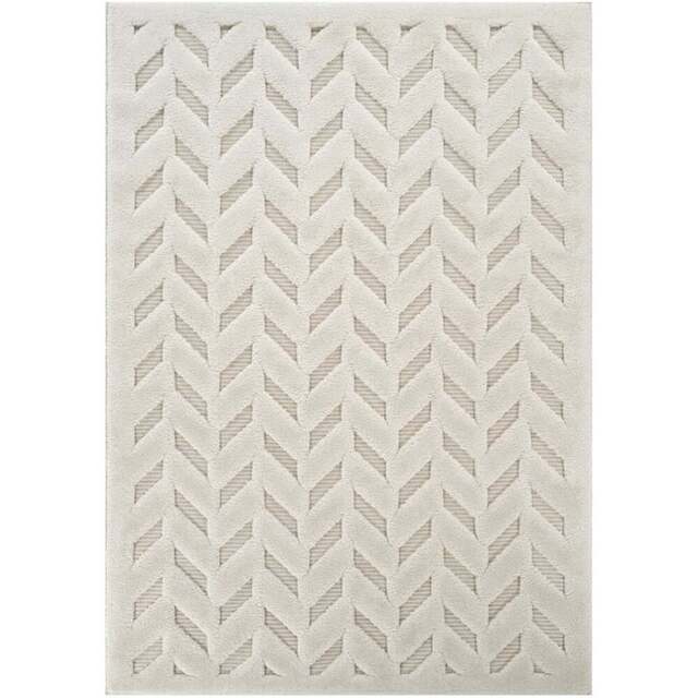 Freya Living Room Area Rug Contemporary 3D Embossed Modern Herringbone Design - Cream 160cm x 230cm - Size: 230 x 160 x 2cm - Desire Rugs - Wilko - image 1