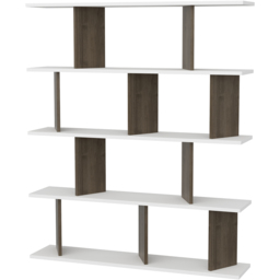 Decorotika Grace 10 Shelf White and Walnut Bookcase - Size: 141 x 120 x 24.6cm - Multi - Wilko - thumbnail 3
