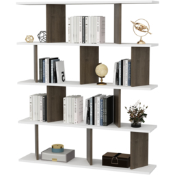 Decorotika Grace 10 Shelf White and Walnut Bookcase - Size: 141 x 120 x 24.6cm - Multi - Wilko - thumbnail 5