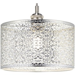 Happy Homewares Moroccan Style Ornate Shiny Silver Metal Pendant Shade - Size: 15 x 25 x 25cm - Wilko - thumbnail 7