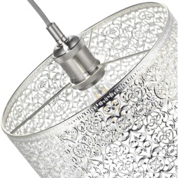 Happy Homewares Moroccan Style Ornate Shiny Silver Metal Pendant Shade - Size: 15 x 25 x 25cm - Wilko - thumbnail 6