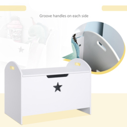 Portland Childrens White Toy Box with Lid - Size: 62 x 40 x 46.5cm - Wilko - thumbnail 6