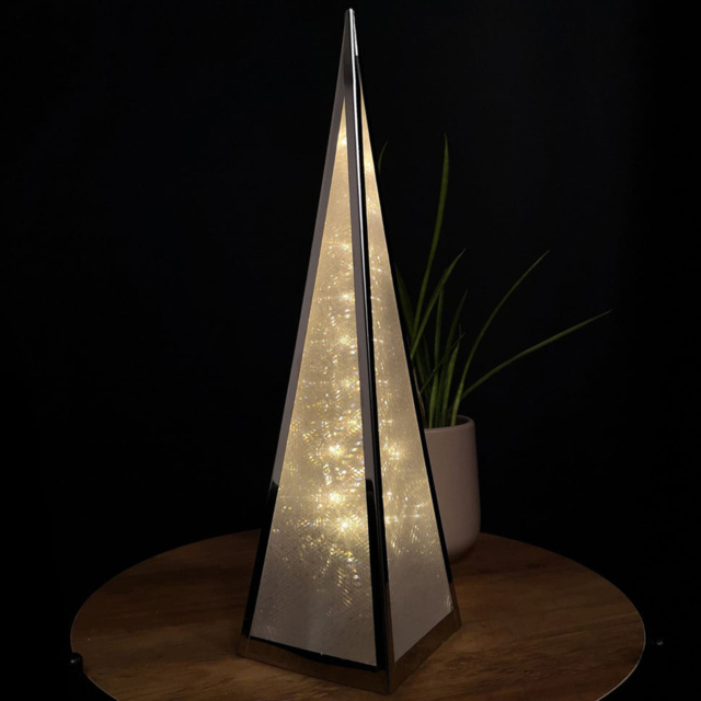 Premier Warm White LED Holographic Pyramid Christmas Decoration 45cm - Size: 45 x 20 x 20cm - Silver - Samuel Alexander - Wilko - image 1