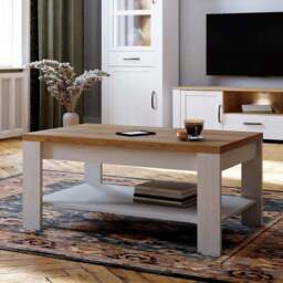 Florence Bohol White Riviera Oak Coffee Table - Size: 60 x 100 x 45cm - Wilko