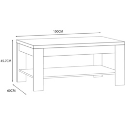 Florence Bohol White Riviera Oak Coffee Table - Size: 60 x 100 x 45cm - Wilko - thumbnail 7