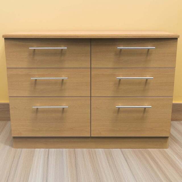 Crowndale Sherwood 6 Drawer Oak Wide Midi Chest of Drawers - Brown - Wilko - image 1