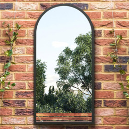 MirrorOutlet The Arcus Black Framed Arched Garden Wall Mirror 80 x 40cm - Size: 80 x 40 x 3cm - Wilko - thumbnail 3
