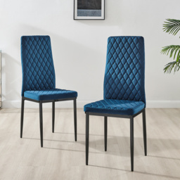 Furniturebox Lucia Valera 4 Seater Dining Set Grey Gloss Navy and Black - Blue - Wilko - thumbnail 4